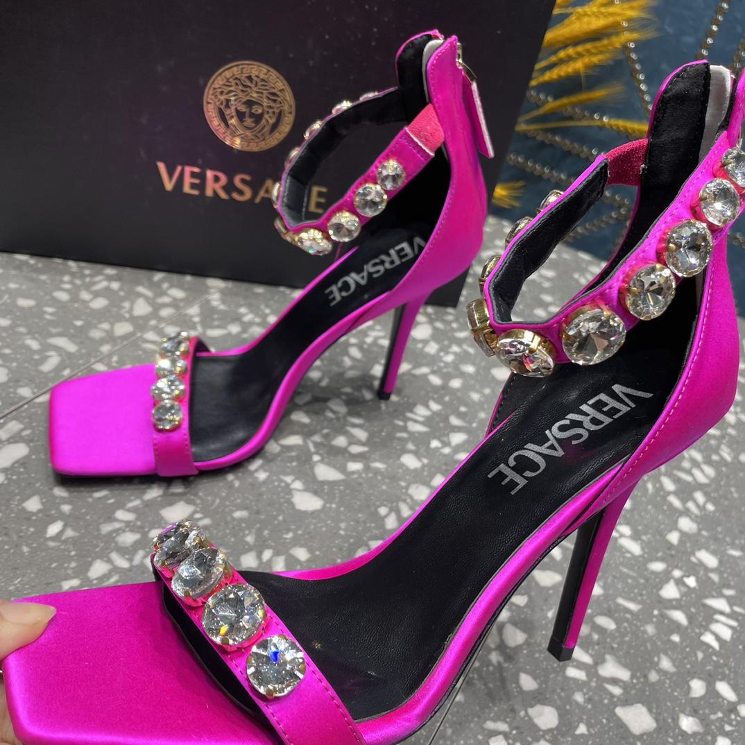 Versace Crystal Satin Sandals - DesignerGu