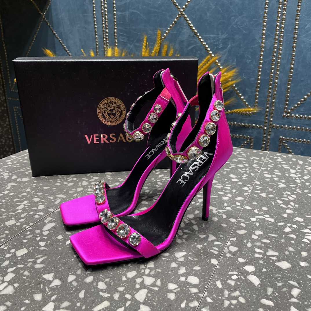 Versace Crystal Satin Sandals - DesignerGu