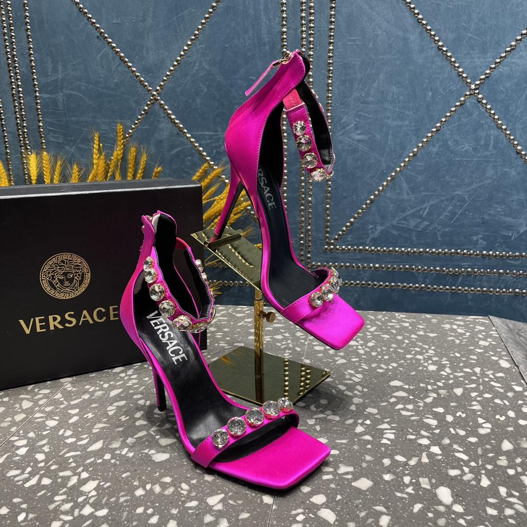 Versace Crystal Satin Sandals - DesignerGu