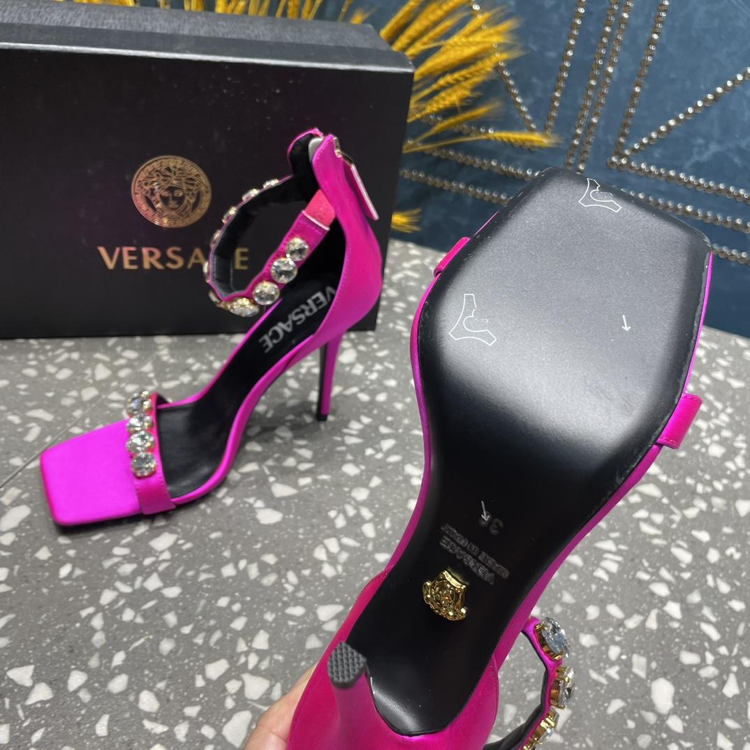 Versace Crystal Satin Sandals - DesignerGu