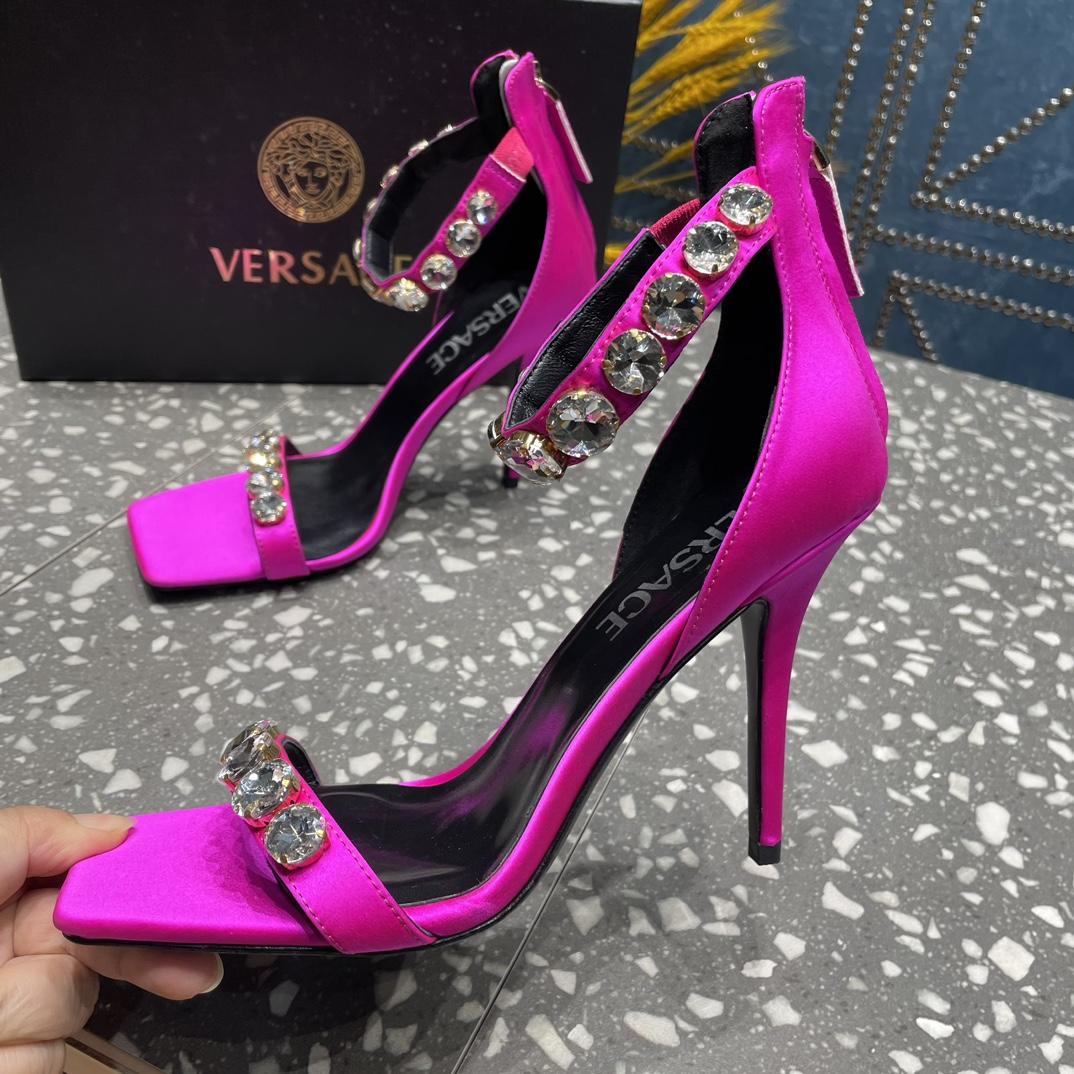 Versace Crystal Satin Sandals - DesignerGu