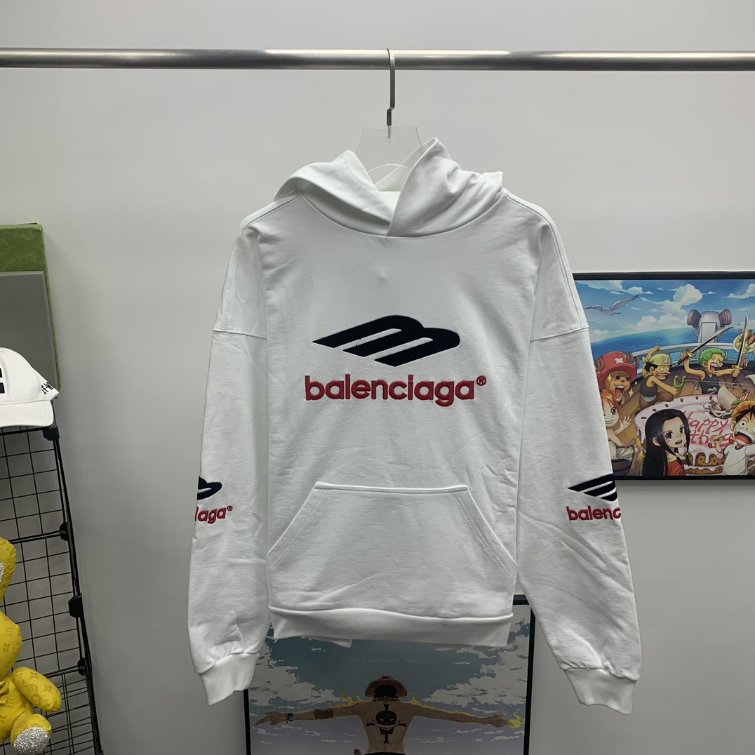 Balenciaga 3B Sports Icon Hoodie Oversized In White - DesignerGu