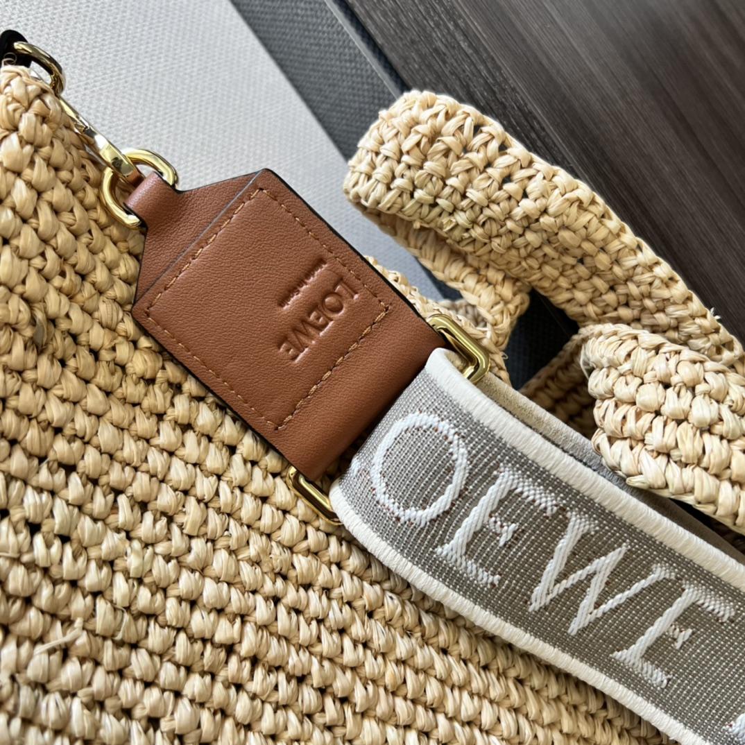 Loewe Mini Slit Bag In raffia And Calfskin - DesignerGu