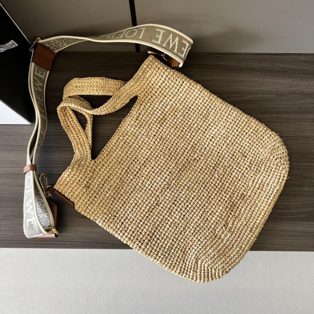 Loewe Mini Slit Bag In raffia And Calfskin - DesignerGu