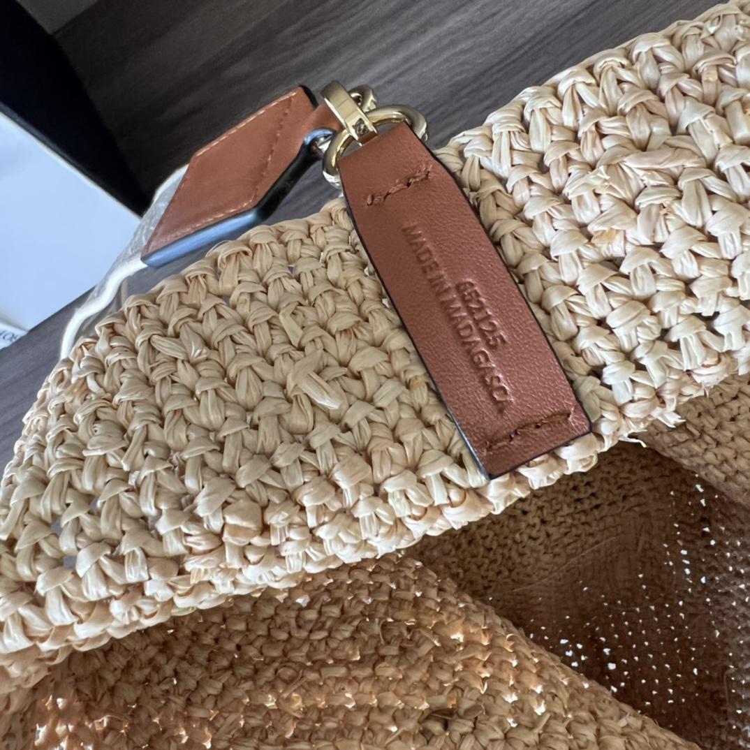 Loewe Mini Slit Bag In raffia And Calfskin - DesignerGu