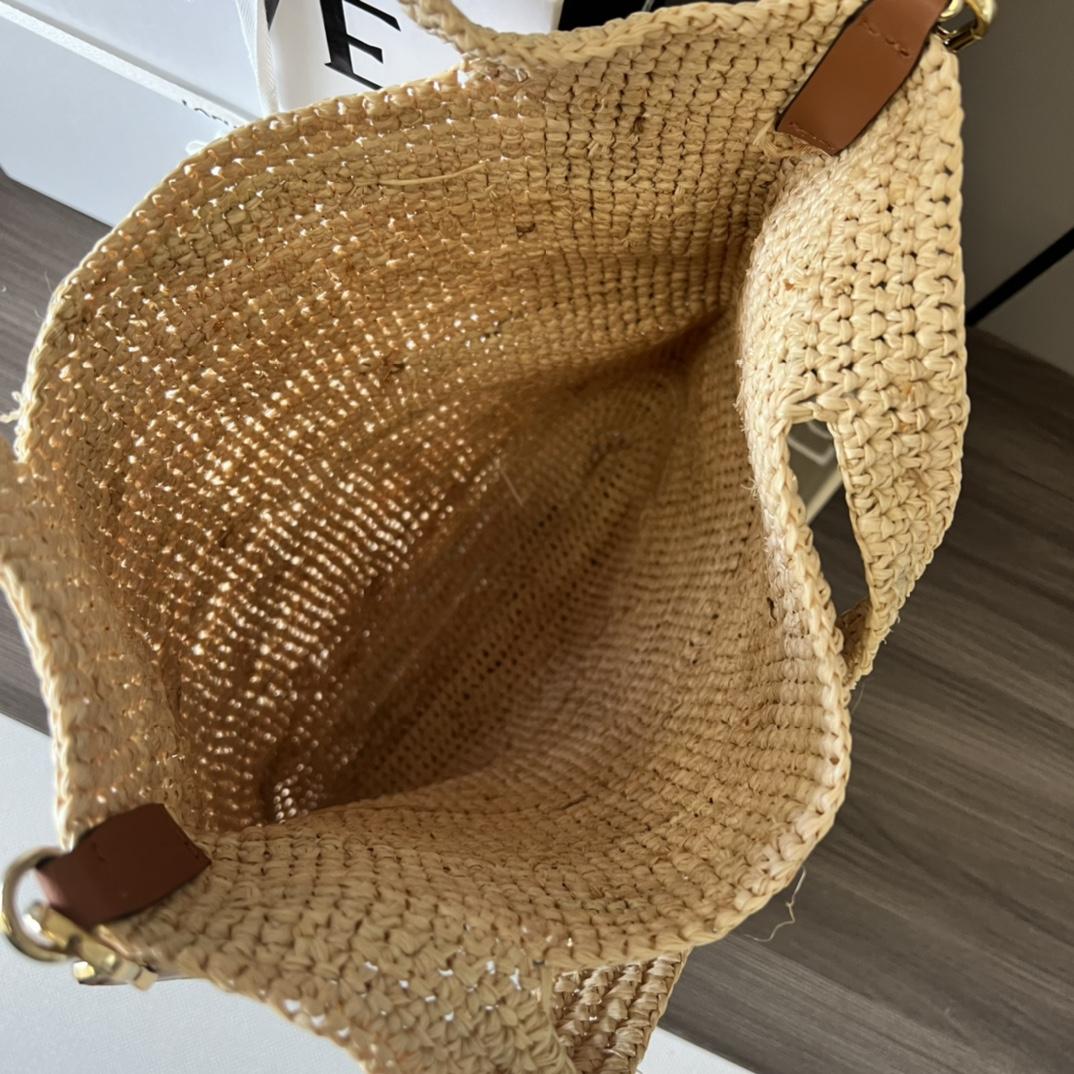 Loewe Mini Slit Bag In raffia And Calfskin - DesignerGu