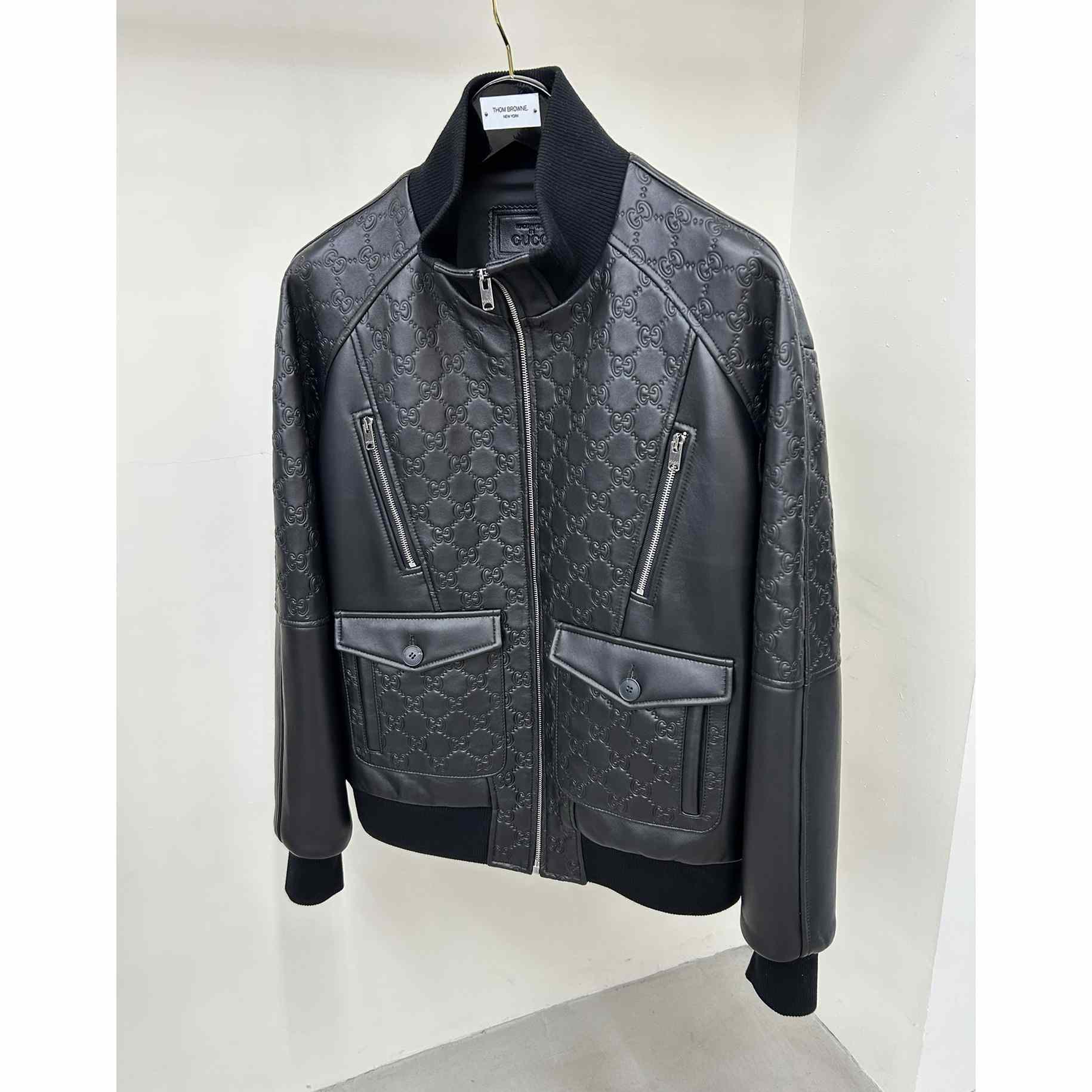 Gucci GG Leather Jacket - DesignerGu