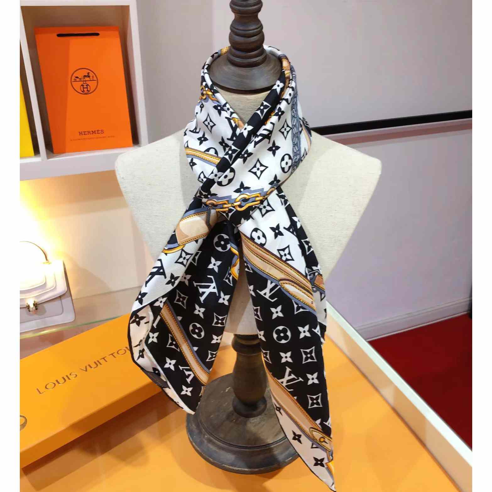 Louis Vuitton Silk Monogram Confidential Square Scarf  - DesignerGu