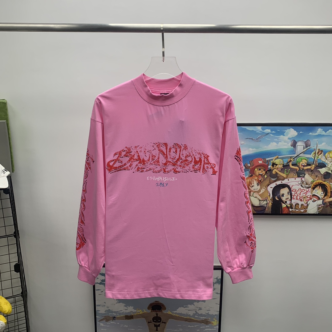 Balenciaga  Long Sleeve T-Shirt Oversized In Pink - DesignerGu