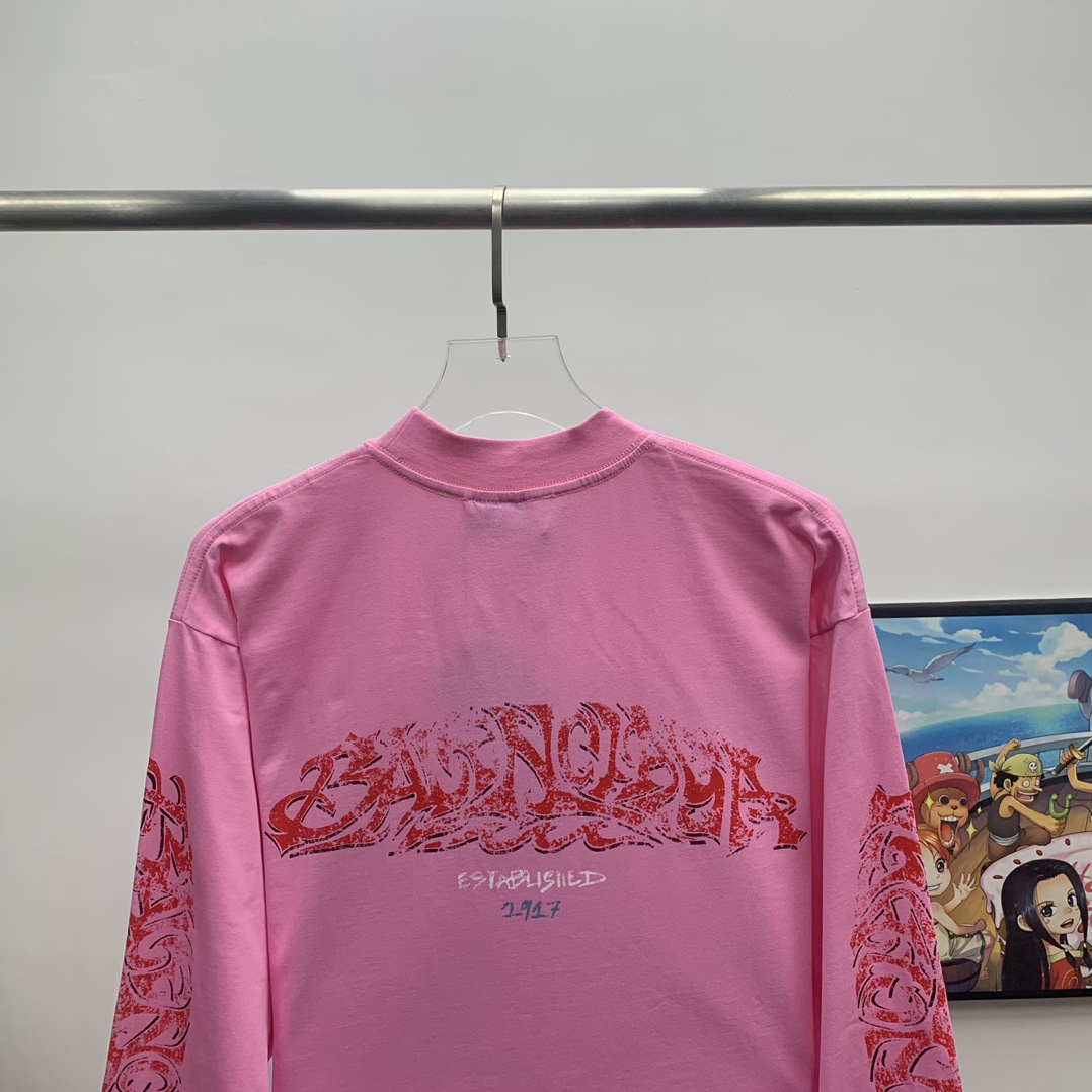 Balenciaga  Long Sleeve T-Shirt Oversized In Pink - DesignerGu