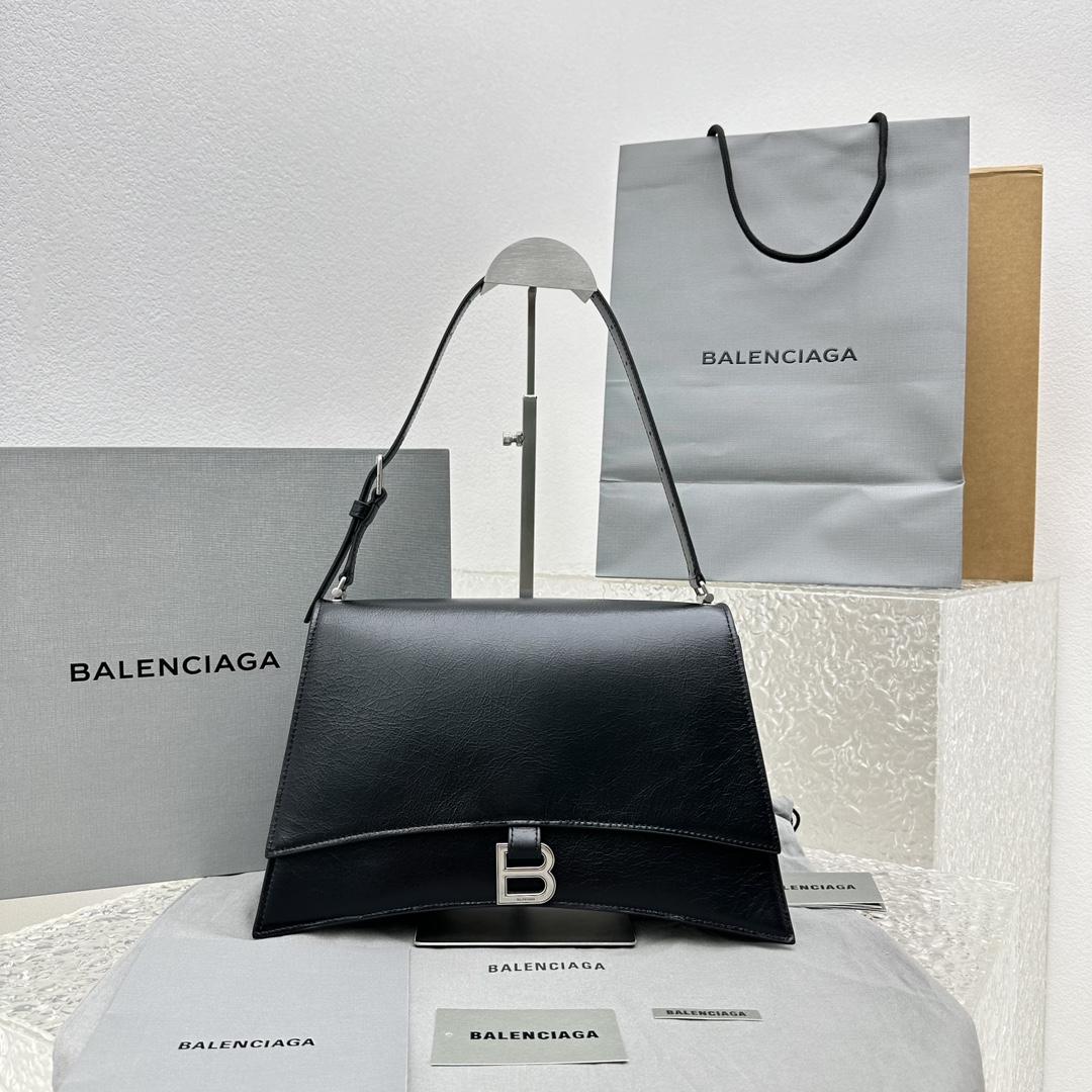 Balenciaga Crush Medium Sling Bag In Black (31x20x10cm) - DesignerGu