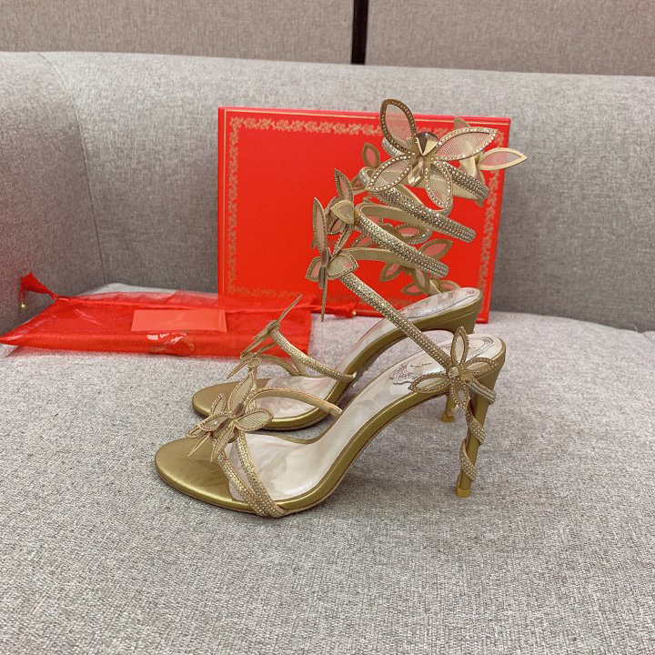 Rene Caovilla Margot Crystal Gold Butterfly Sandal   95 - DesignerGu