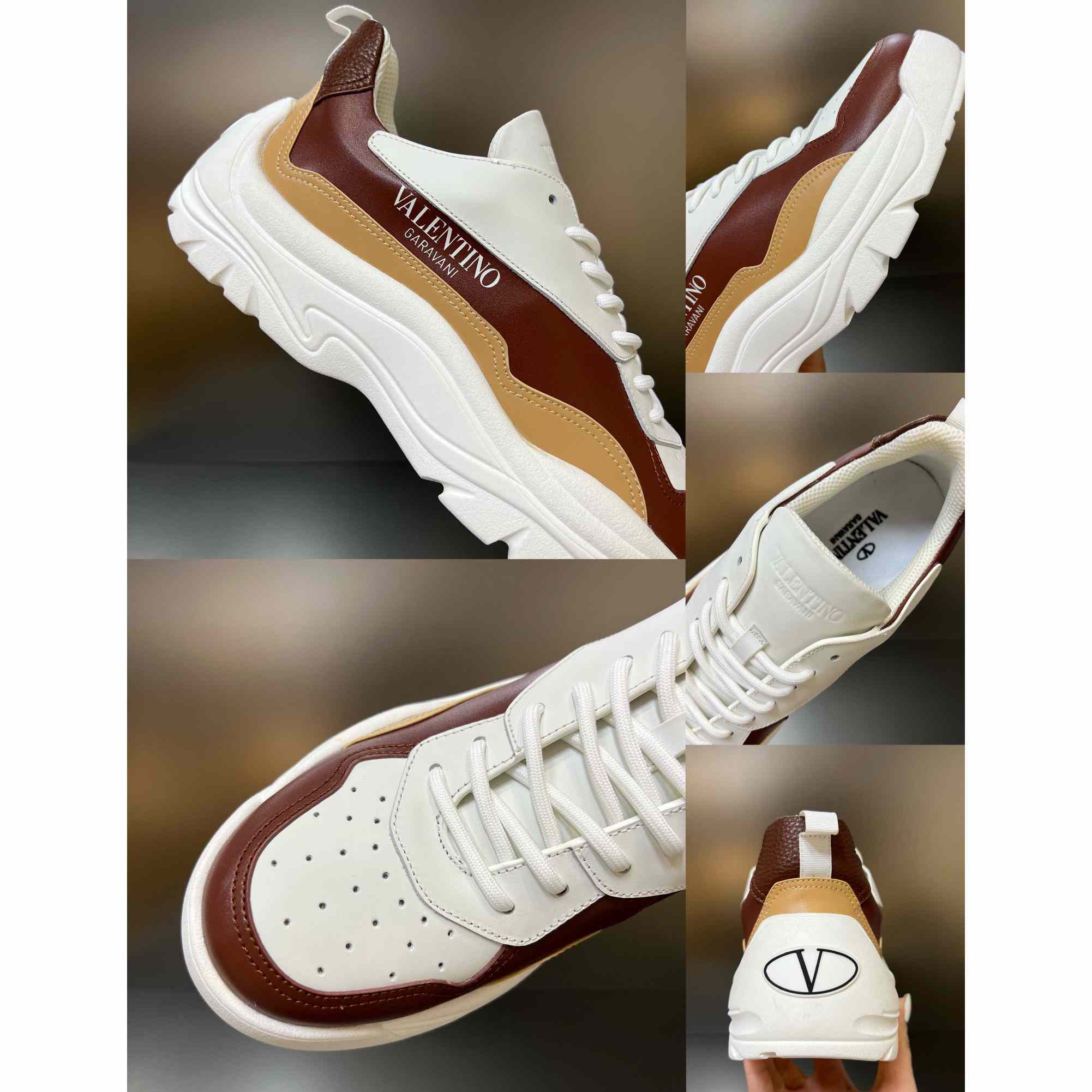 Valenti Garavani Brown Gumboy Sneakers - DesignerGu