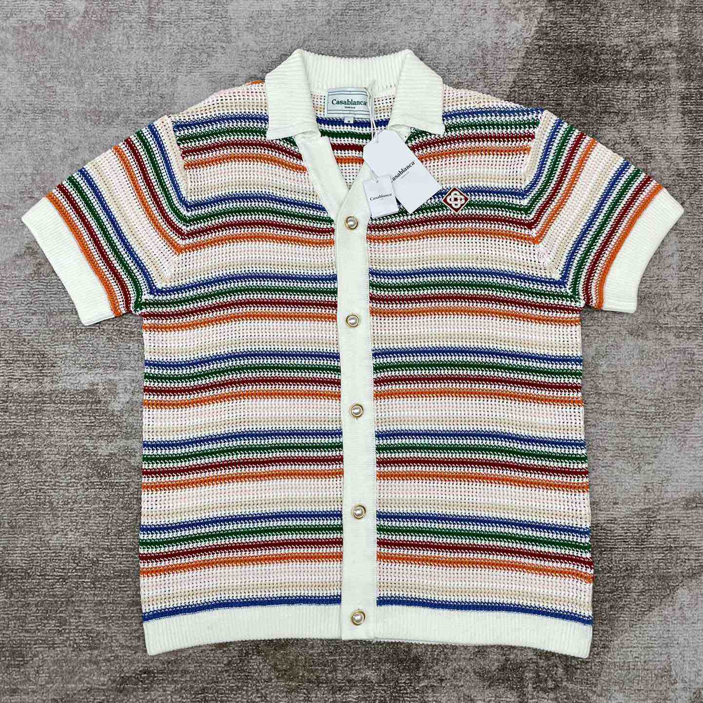 Casablanca Striped Crochet Shirt  - DesignerGu