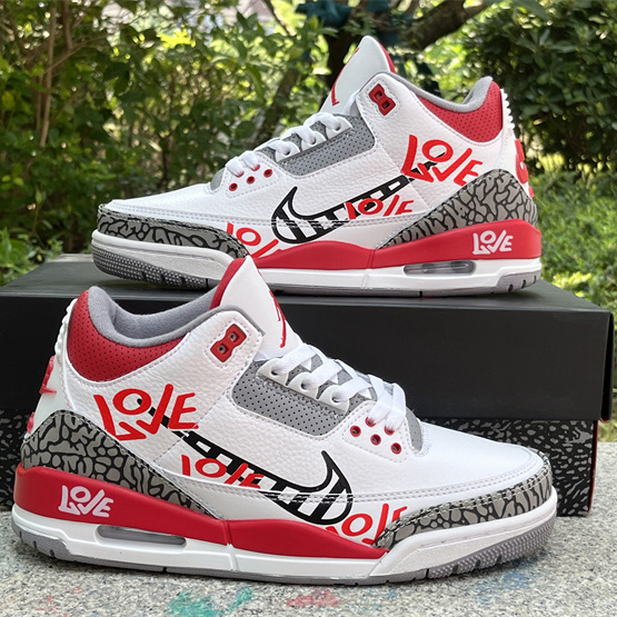 Air Jordan 3 OG “Fire Red”DIY Love Basketball Shoes   DN3707-160  - DesignerGu