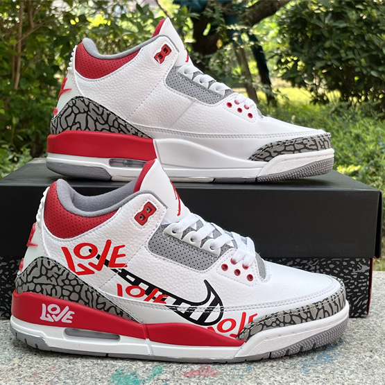 Air Jordan 3 OG “Fire Red”DIY Love Basketball Shoes   DN3707-160  - DesignerGu