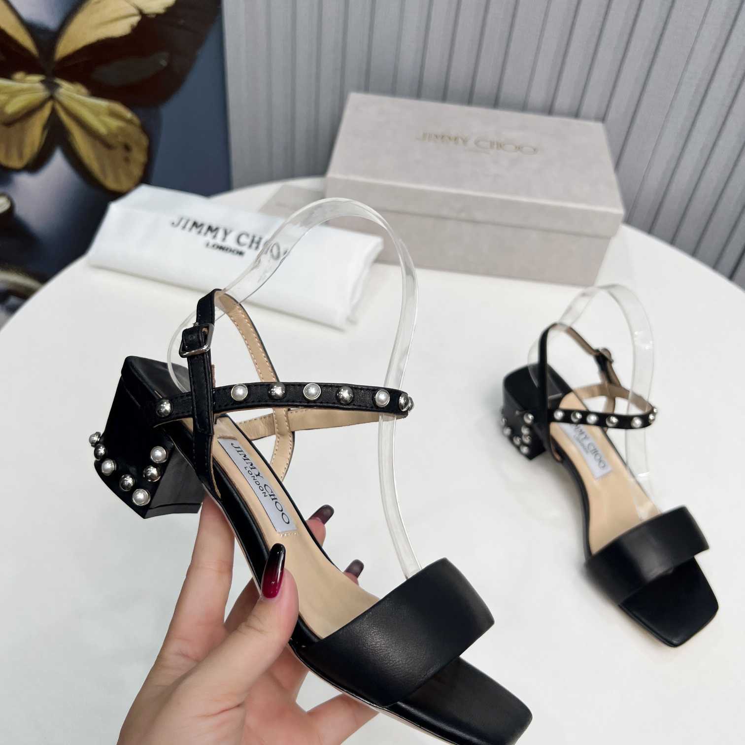 Jimmy Choo Aadra 45mm Sandals - DesignerGu