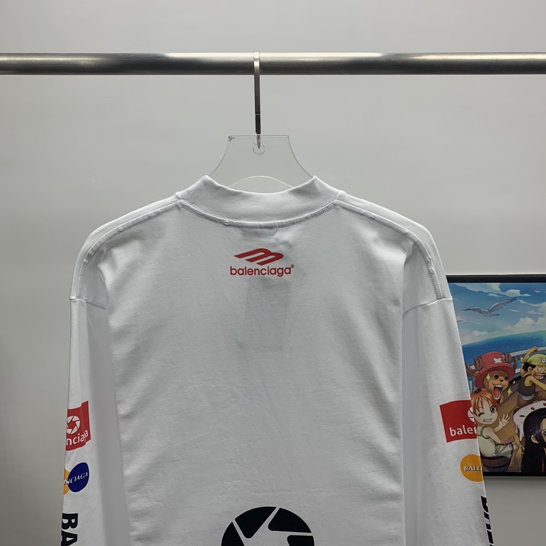 Balenciaga Top League Long Sleeve T-Shirt Oversized In White - DesignerGu