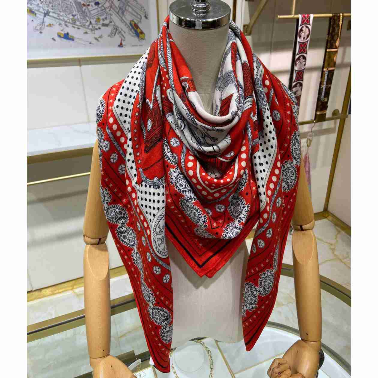 Hermes Zouaves et Dragons Bandana Shawl 140 - DesignerGu