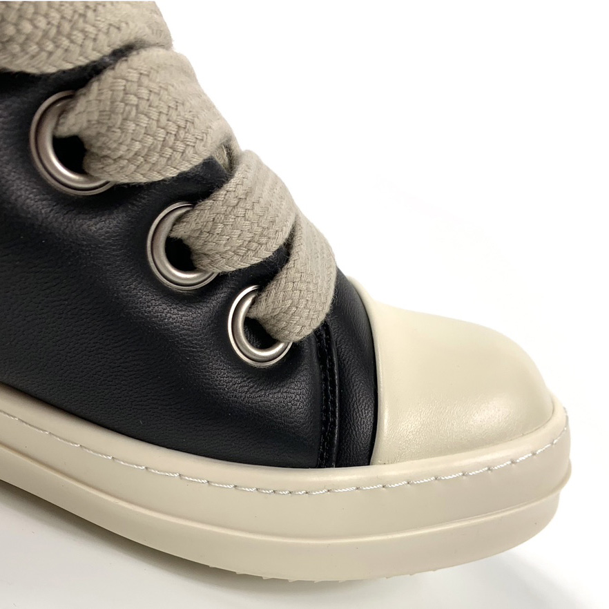 Rick Owens Black Jumbo Lace-up Padded Sneakers - DesignerGu