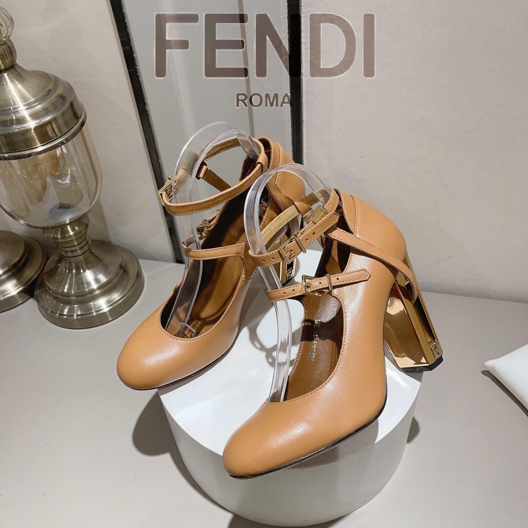Fendi Delfina Dove Grey Leather High-heeled Court Shoes - DesignerGu