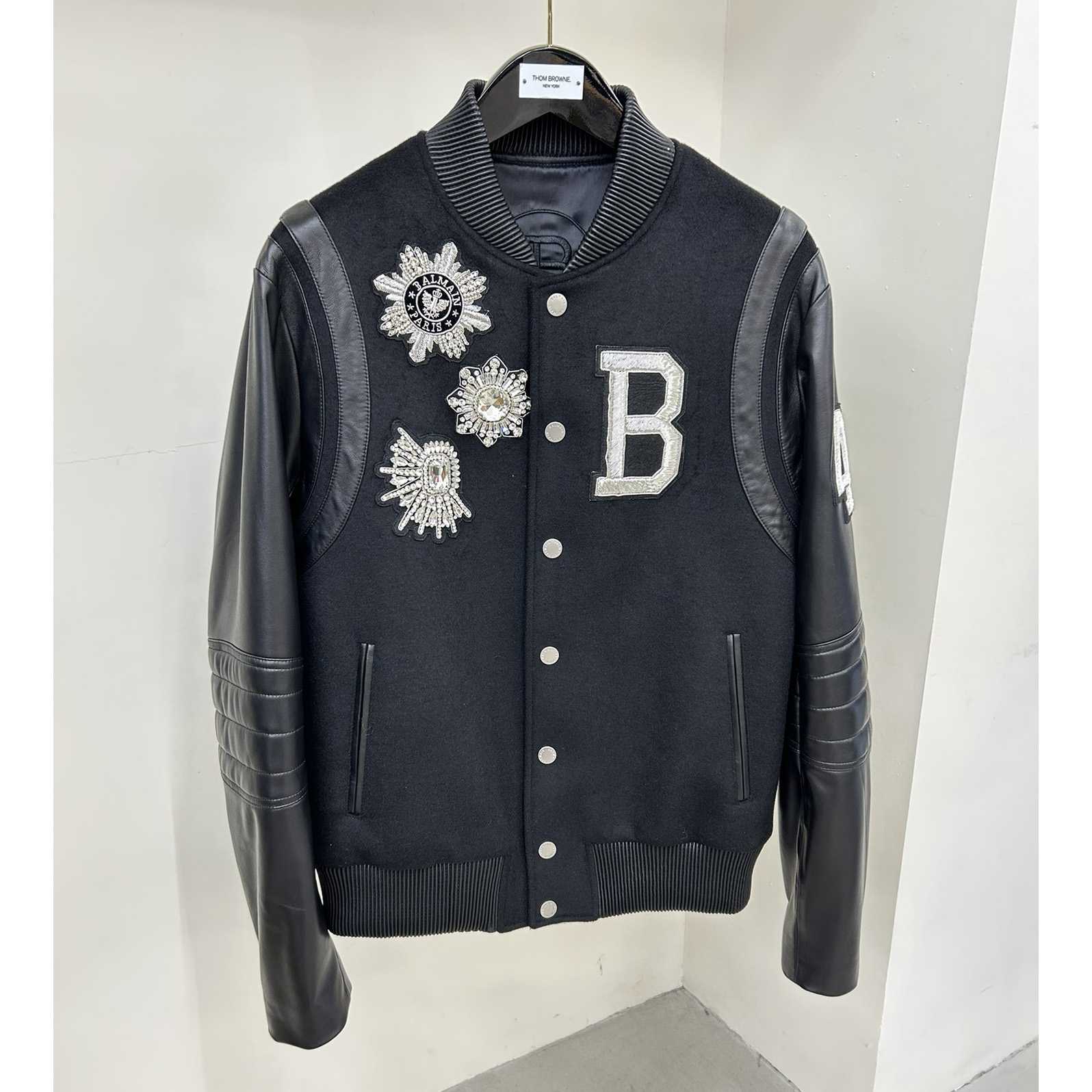 Balmain Leather And Wool Jacket - DesignerGu