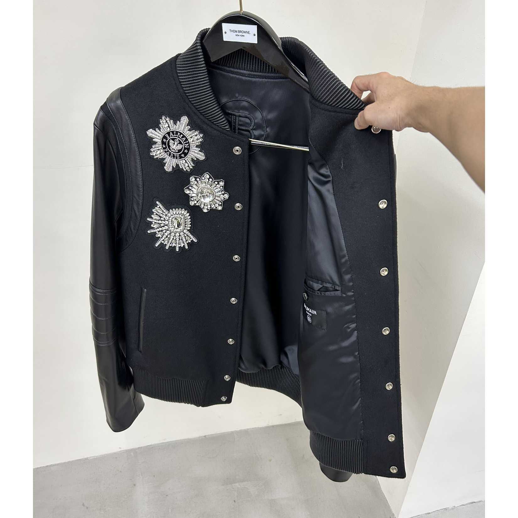 Balmain Leather And Wool Jacket - DesignerGu