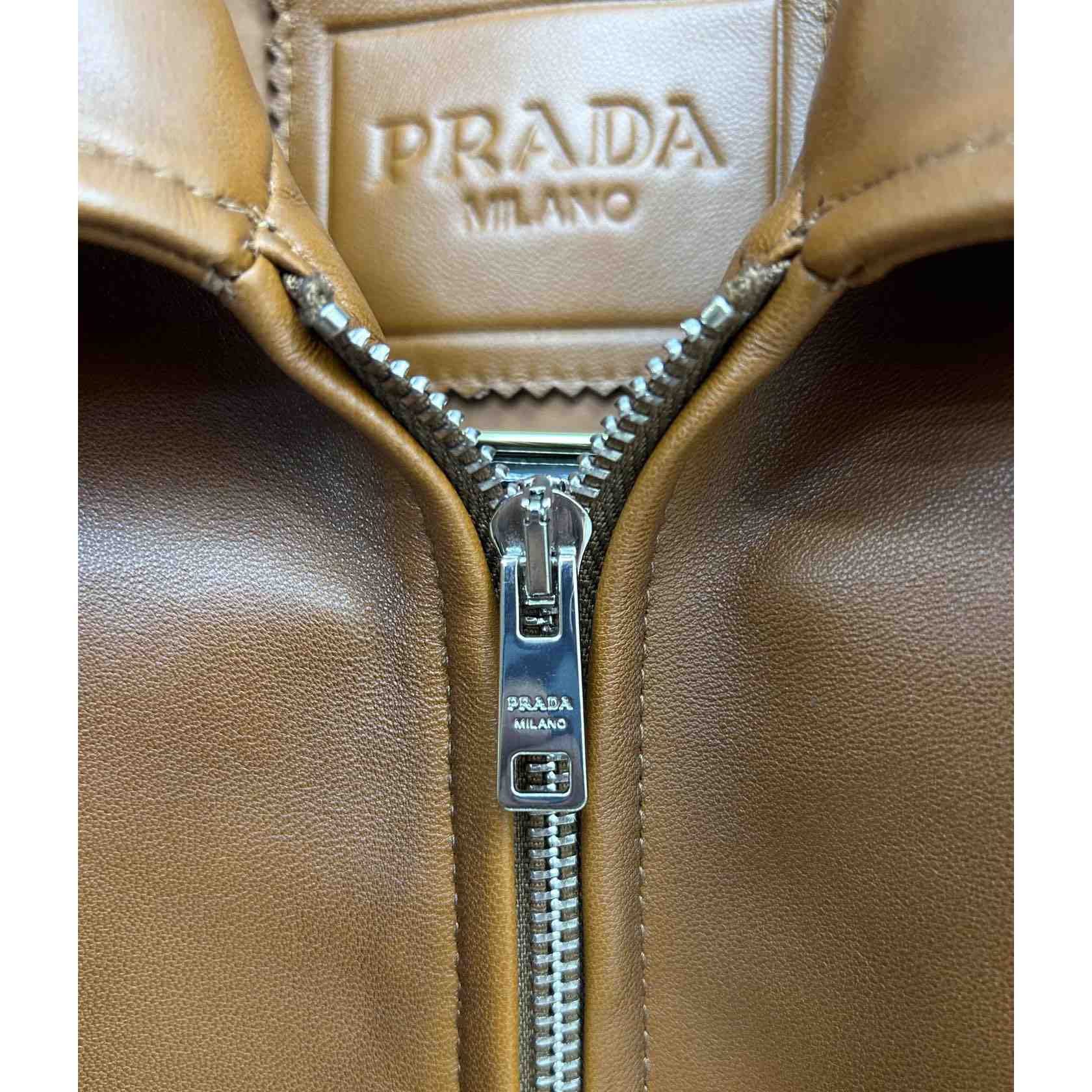 Prada Oversized Nappa Leather Bomber Jacket - DesignerGu