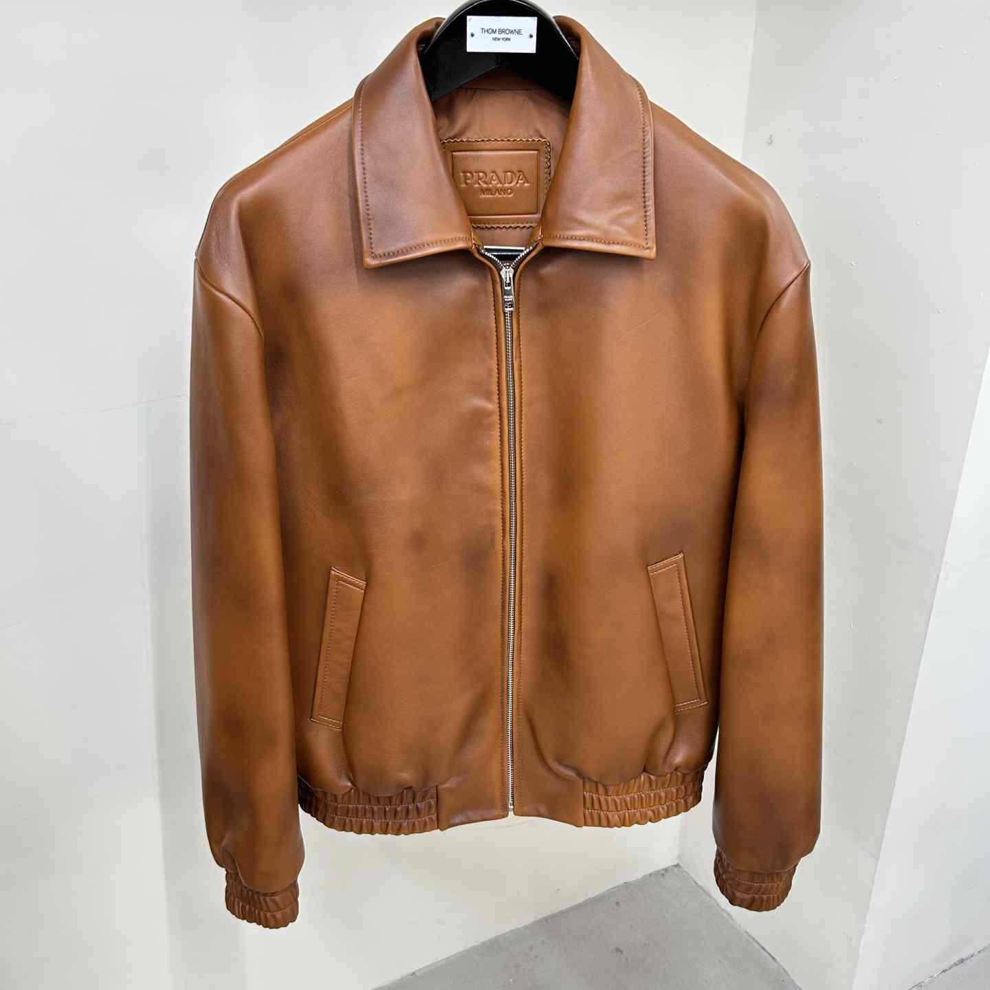 Prada Oversized Nappa Leather Bomber Jacket - DesignerGu