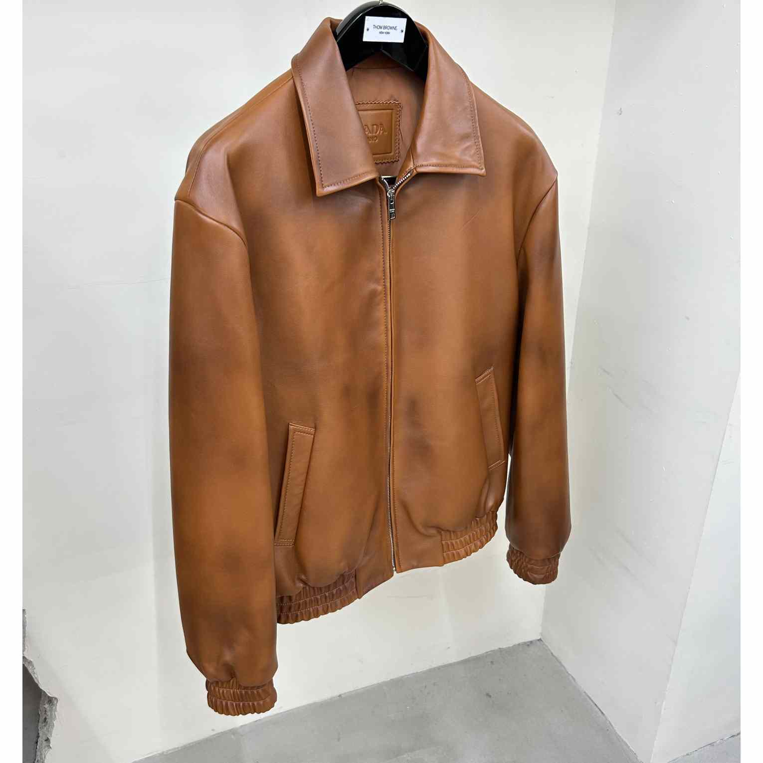 Prada Oversized Nappa Leather Bomber Jacket - DesignerGu