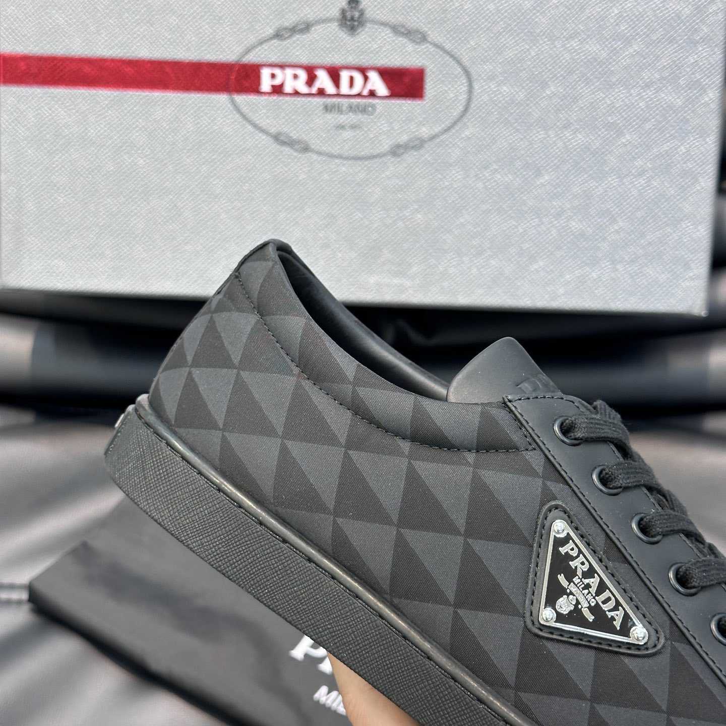 Prada Leather And Re-Nylon Sneakers - DesignerGu