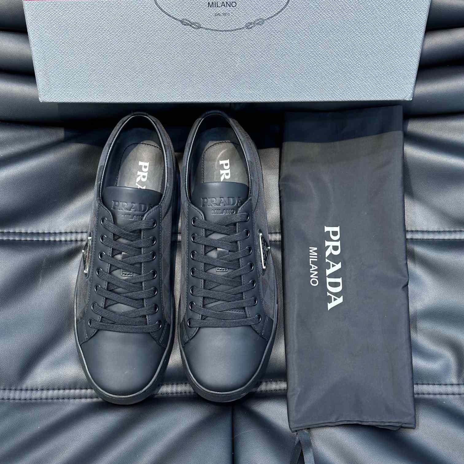 Prada Leather And Re-Nylon Sneakers - DesignerGu