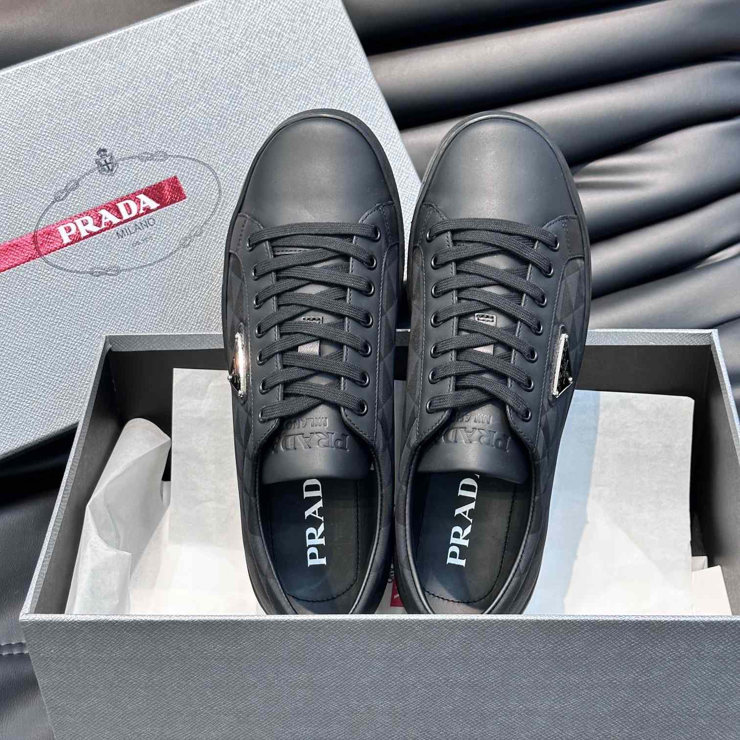 Prada Leather And Re-Nylon Sneakers - DesignerGu