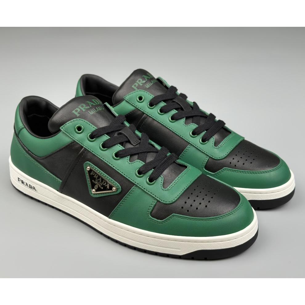 Prada Downtown Logo-plaque Leather Sneakers - DesignerGu