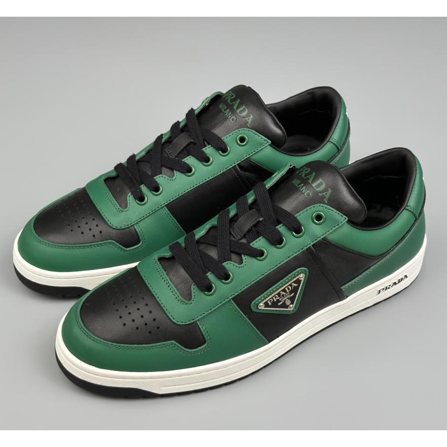 Prada Downtown Logo-plaque Leather Sneakers - DesignerGu