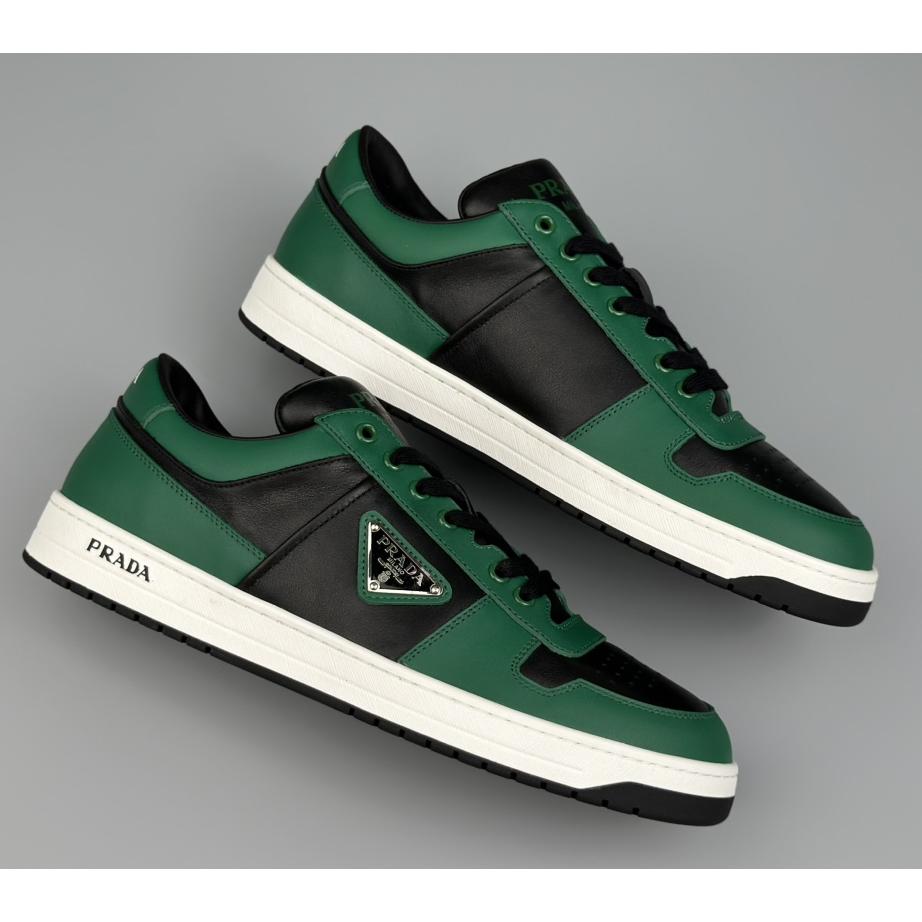 Prada Downtown Logo-plaque Leather Sneakers - DesignerGu