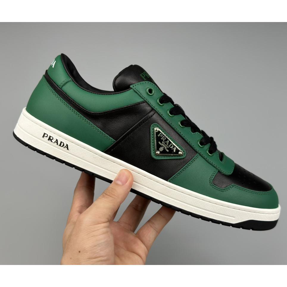 Prada Downtown Logo-plaque Leather Sneakers - DesignerGu