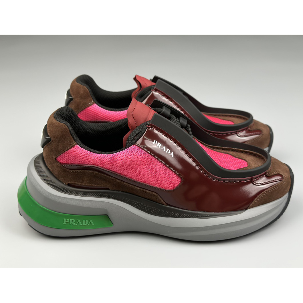 Prada Systeme Brushed Leather Sneakers With Bike Fabric And Suede  - DesignerGu