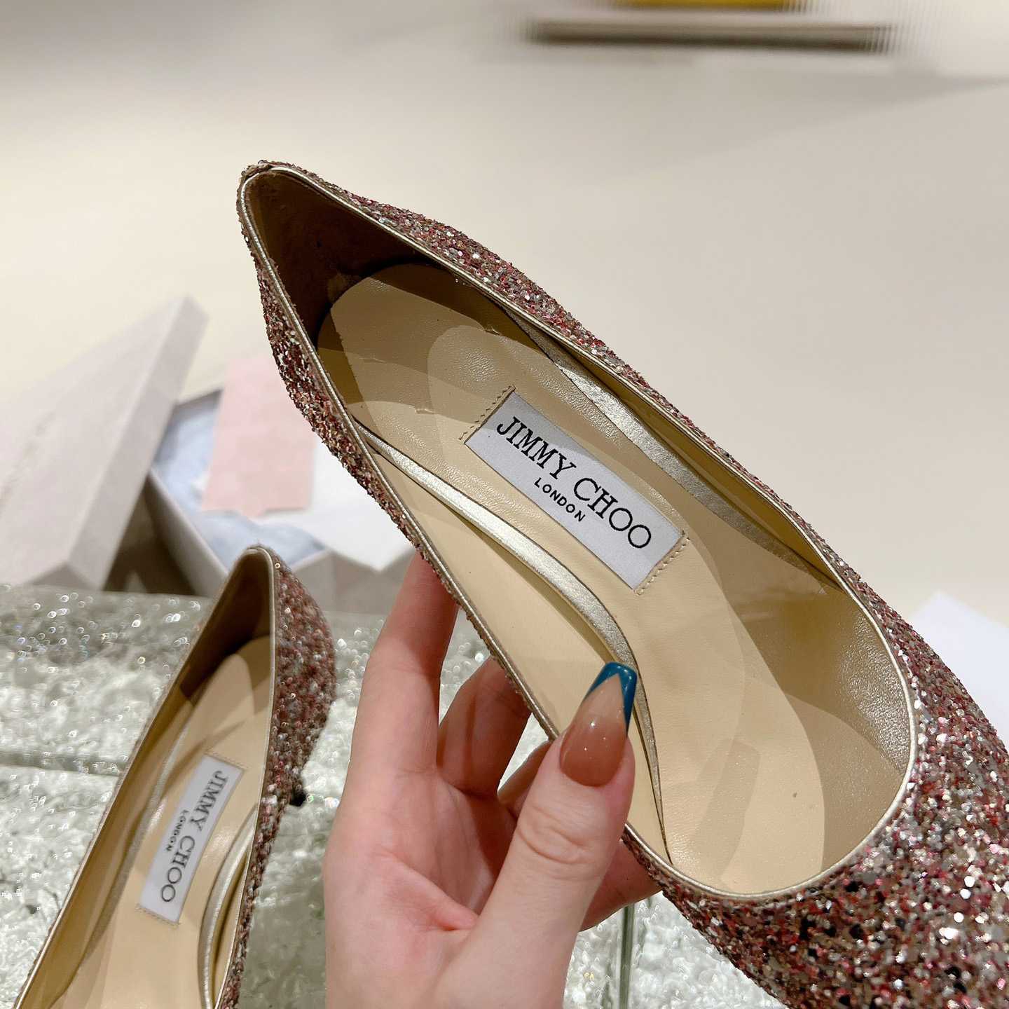 Jimmy Choo Love 65mm Glitter-detail Pumps - DesignerGu