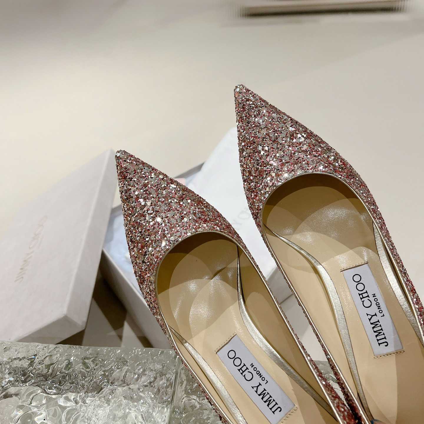 Jimmy Choo Love 65mm Glitter-detail Pumps - DesignerGu