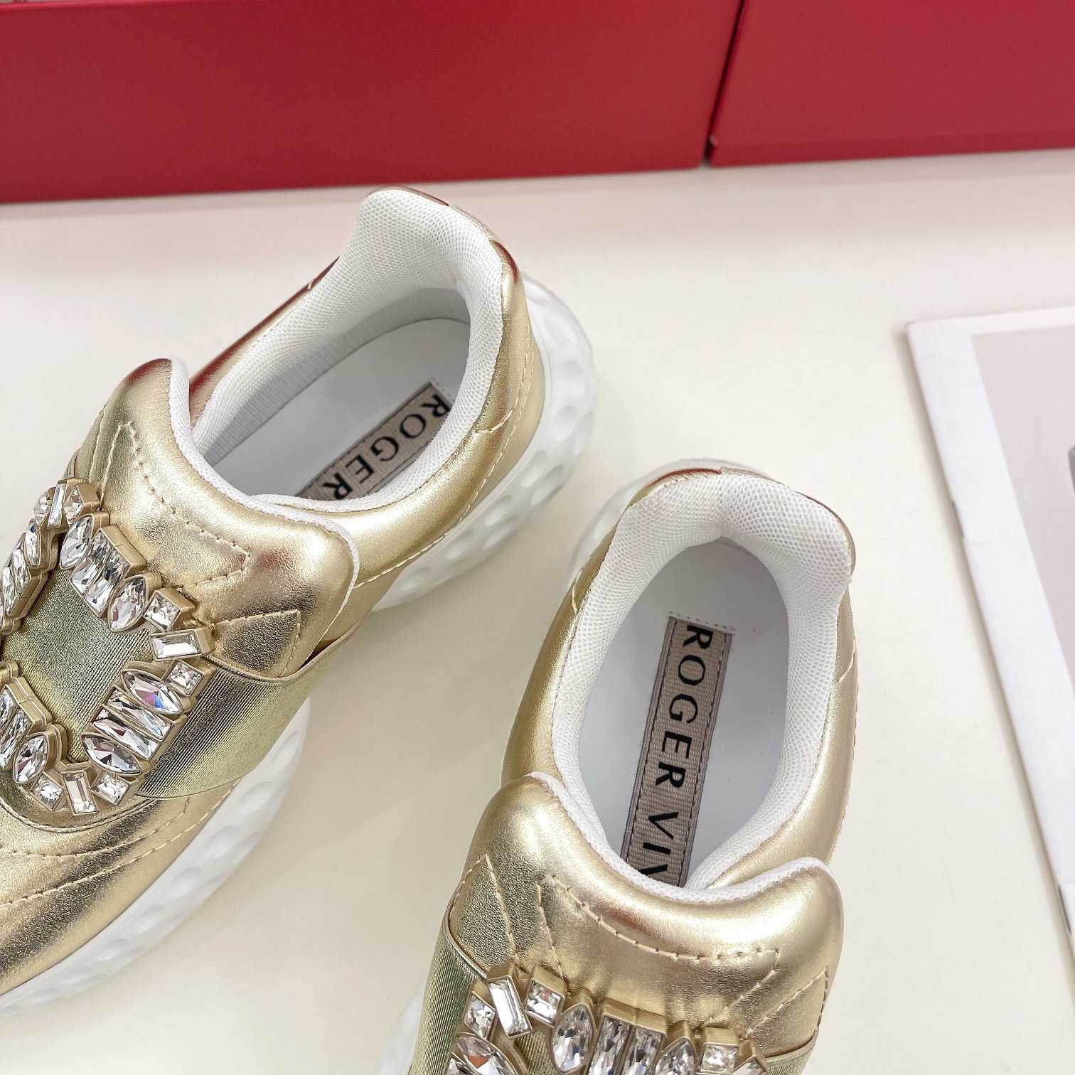 Roger Vivier Viv' Run Light Strass Buckle Sneakers In Fabrics - DesignerGu