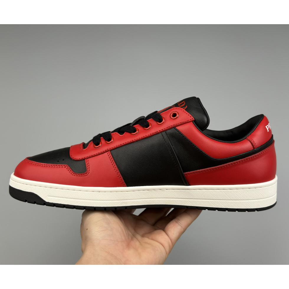 Prada Downtown Logo-plaque Leather Sneakers - DesignerGu