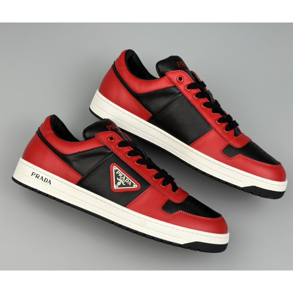 Prada Downtown Logo-plaque Leather Sneakers - DesignerGu