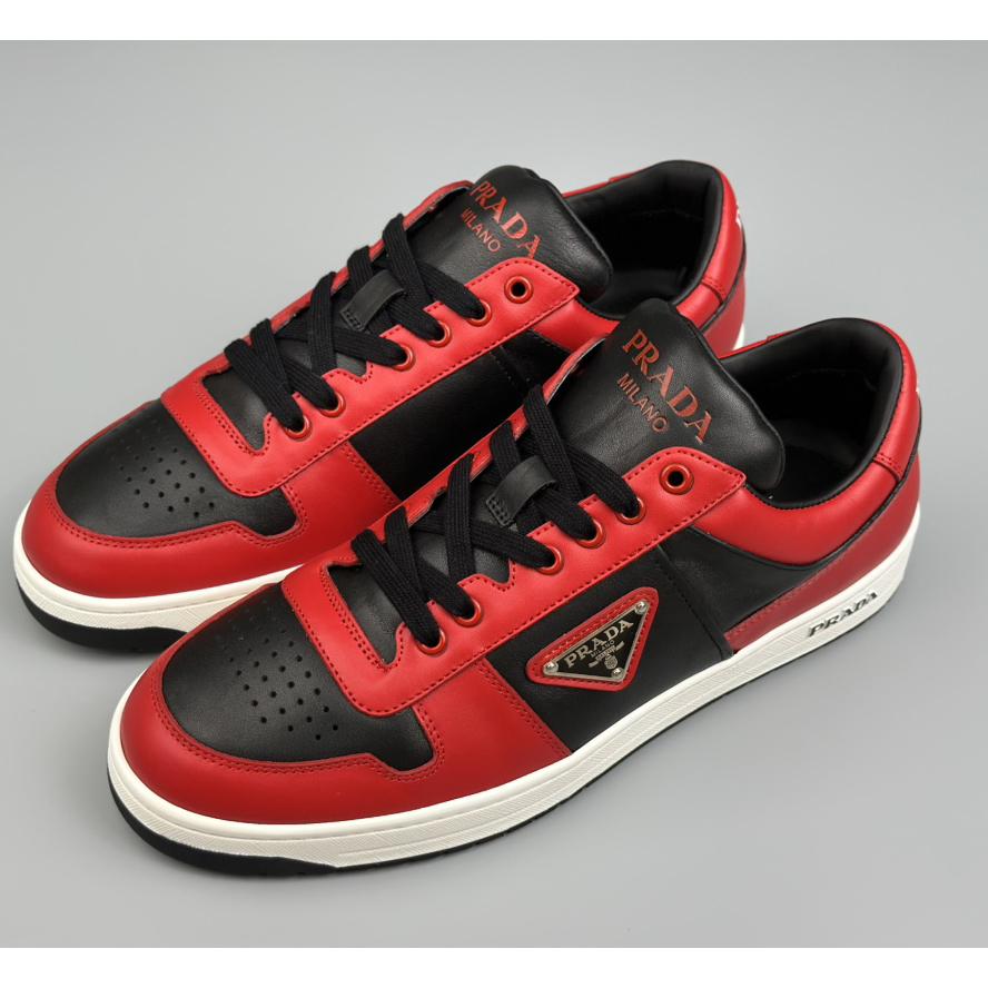 Prada Downtown Logo-plaque Leather Sneakers - DesignerGu