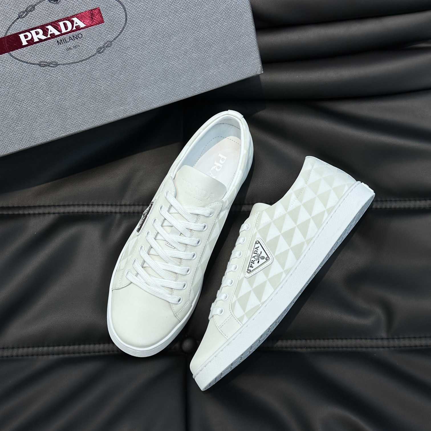 Prada Leather And Re-Nylon Sneakers - DesignerGu