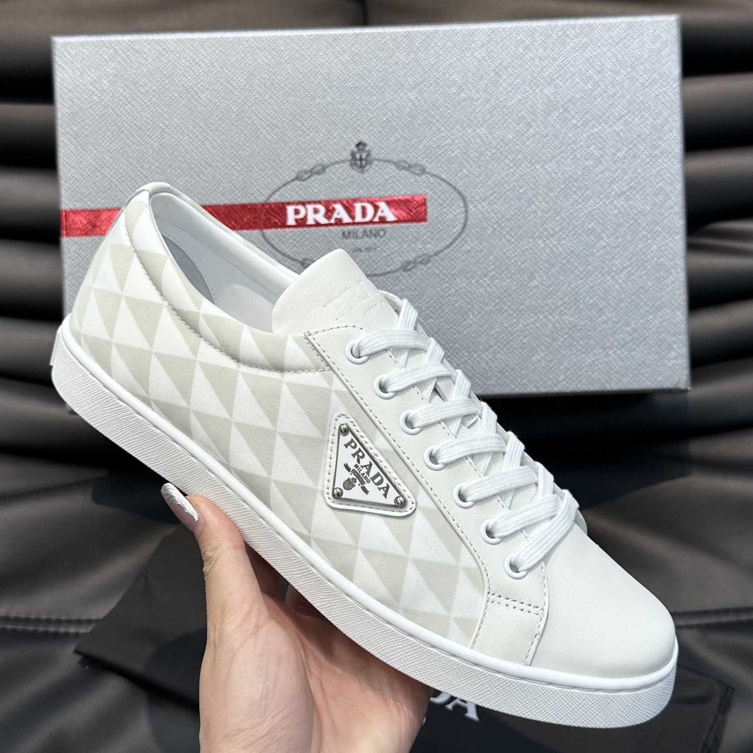 Prada Leather And Re-Nylon Sneakers - DesignerGu