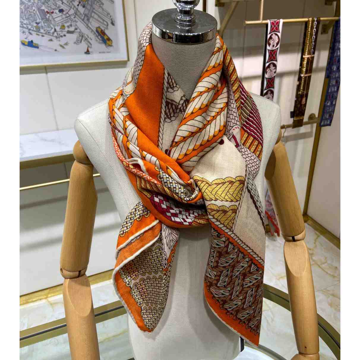 Hermes Dressage Tressage Shawl 140 - DesignerGu