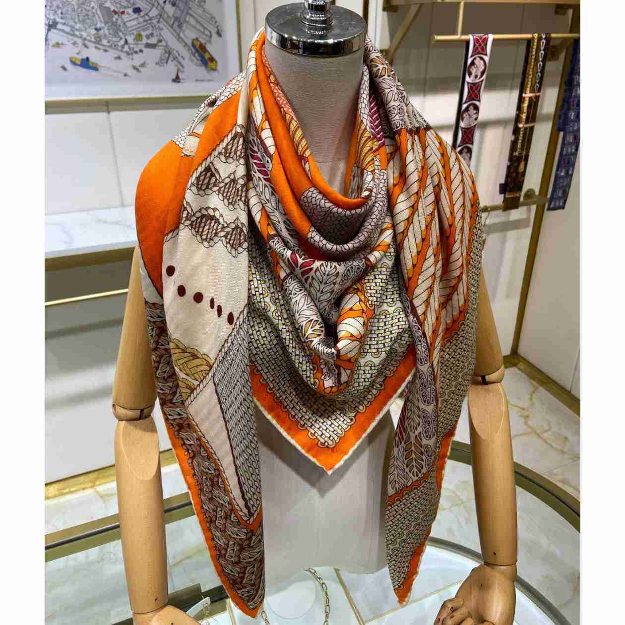 Hermes Dressage Tressage Shawl 140 - DesignerGu