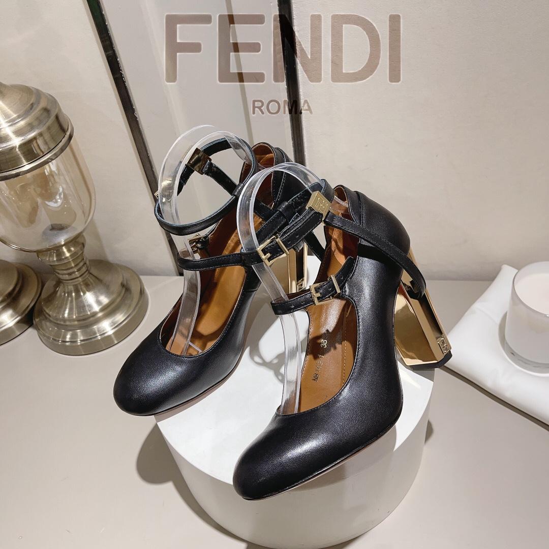 Fendi Delfina Black Leather High-heeled Court Shoes - DesignerGu