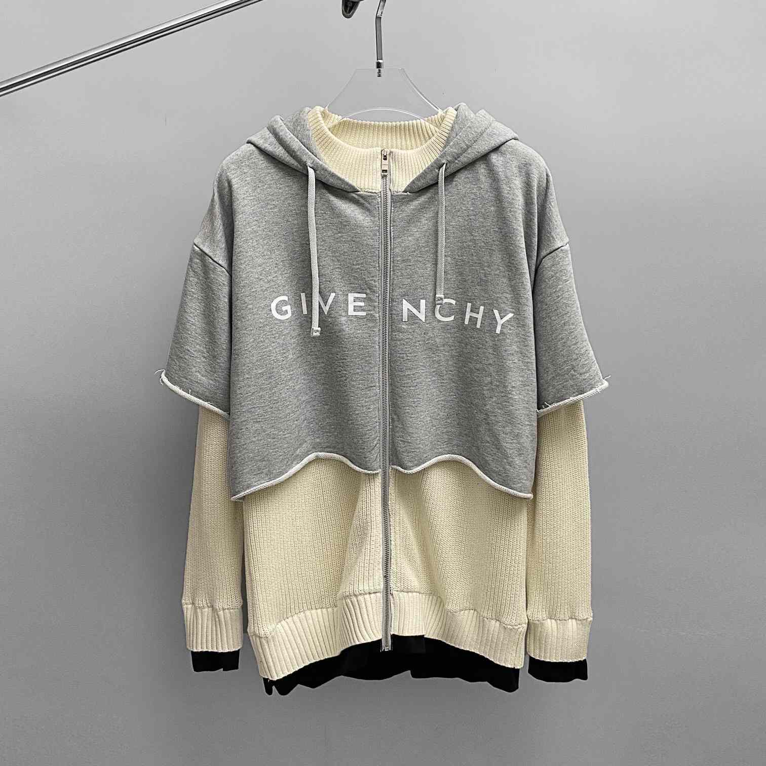 Givenchy  Logo-print Layered Cotton And Wool-blend Hoodie - DesignerGu